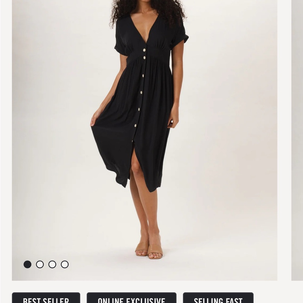 The Normal Brand Deep V button down Black Dress